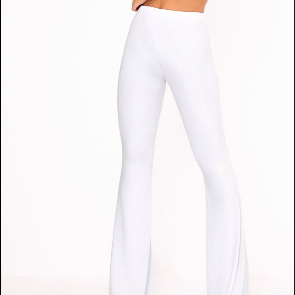 Pretty little thing white flare pants